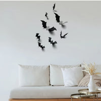 Chauves-souris 3D Halloween - Lot de 12 stickers muraux
