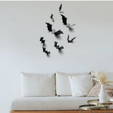 Chauves-souris 3D Halloween - Lot de 12 stickers muraux