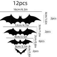 Chauves-souris 3D Halloween - Lot de 12 stickers muraux