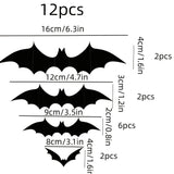 Chauves-souris 3D Halloween - Lot de 12 stickers muraux
