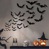 Chauves-souris 3D Halloween - Lot de 12 stickers muraux