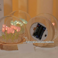 Des tulipes roses pour une ambiance romantique avec un sac. Les batteries ne sont pas incluses