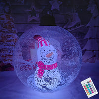 Boule de Noël LED gonflable avec bonhomme de neige.