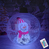 Boule de Noël LED gonflable avec bonhomme de neige.
