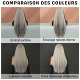 Perruque Longue Ombré Argentée – Frange & Racines Foncées