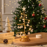 Sapin lumineux en fil de cuivre, pendentifs cristal, LED blanc chaud